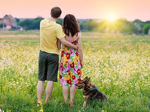 couple viewing land for a site plan